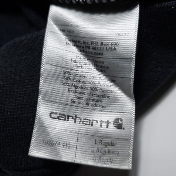 Carhartt Hoodie Men's Navy Blue Rain Defender Large Original Fit Hoodie Heavy - Picture 6 of 10